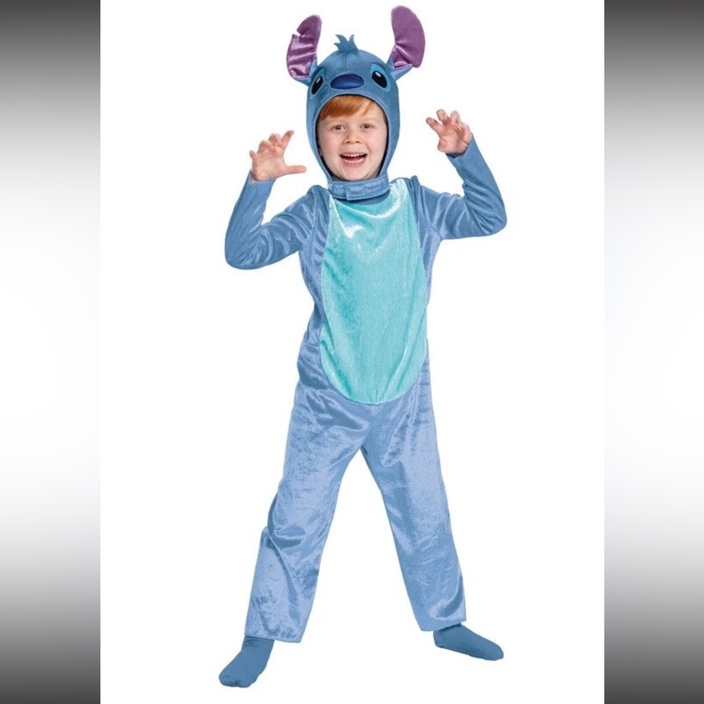 NEW Disney Toddler Boys 3T 4T Girls Stitch Halloween Costume Jumpsuit Hat Blue
